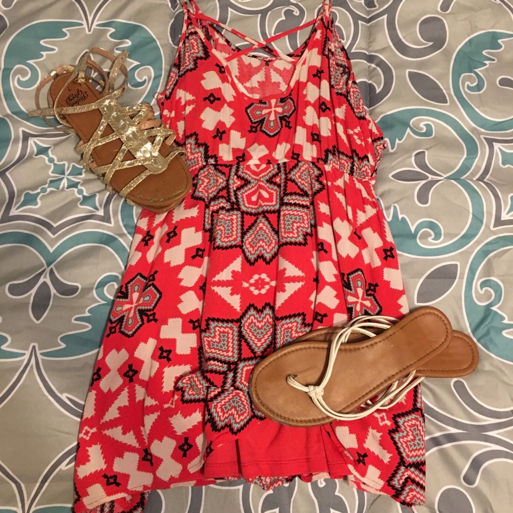 Aztec print romper with strappy back